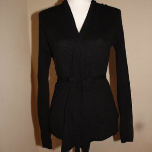 Black Express cardigan with built in belt